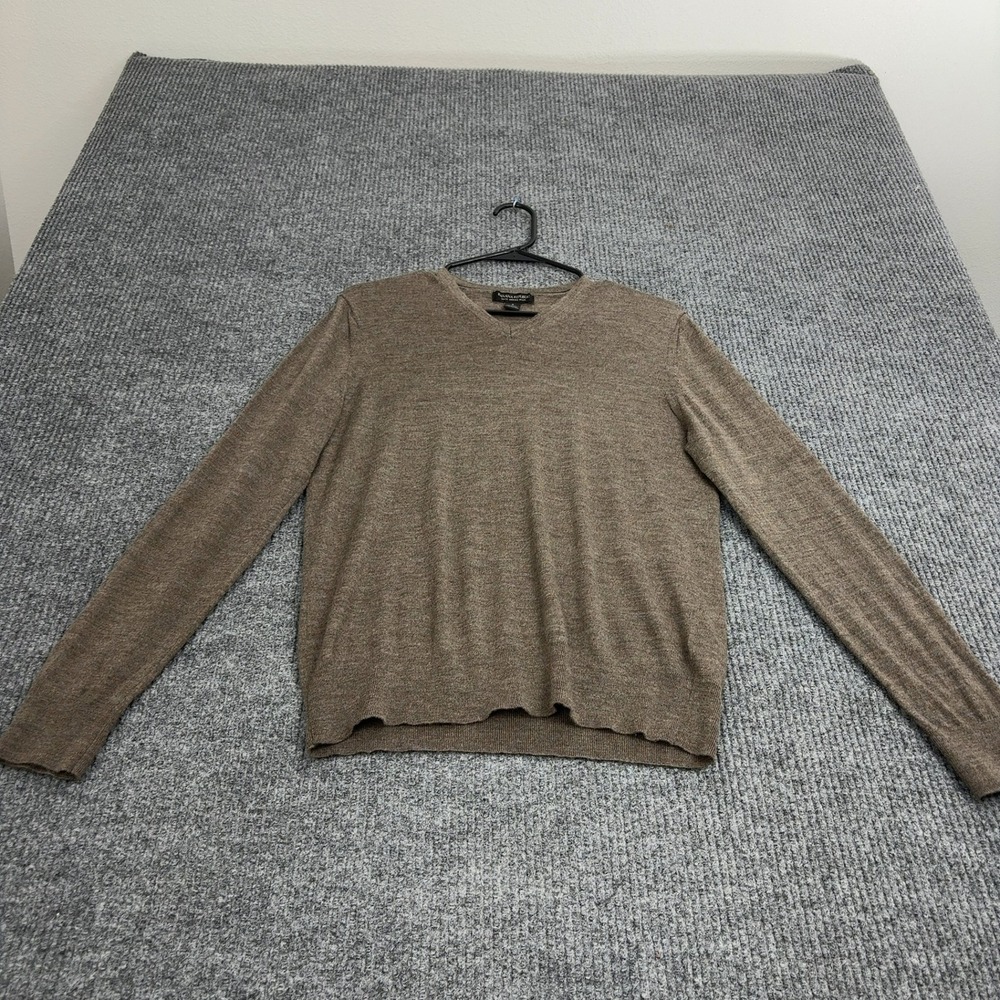 Banana Republic Sweater Mens S Brown Merino Wool V Neck Pullover Classic